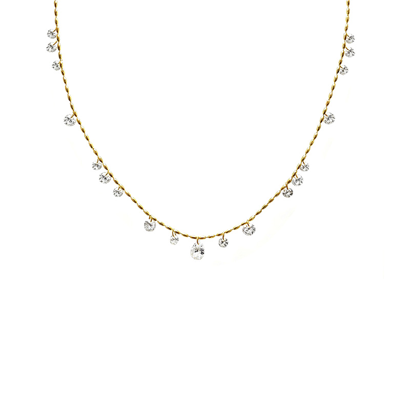 COLLANA A CATENA CON ZIRCONI PENDENTI - DDK2338