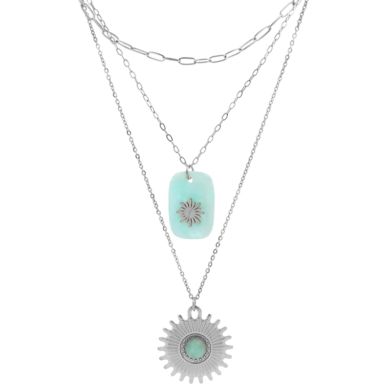 COLLANA A TRE FILI CON PIETRE - FB191219192G88