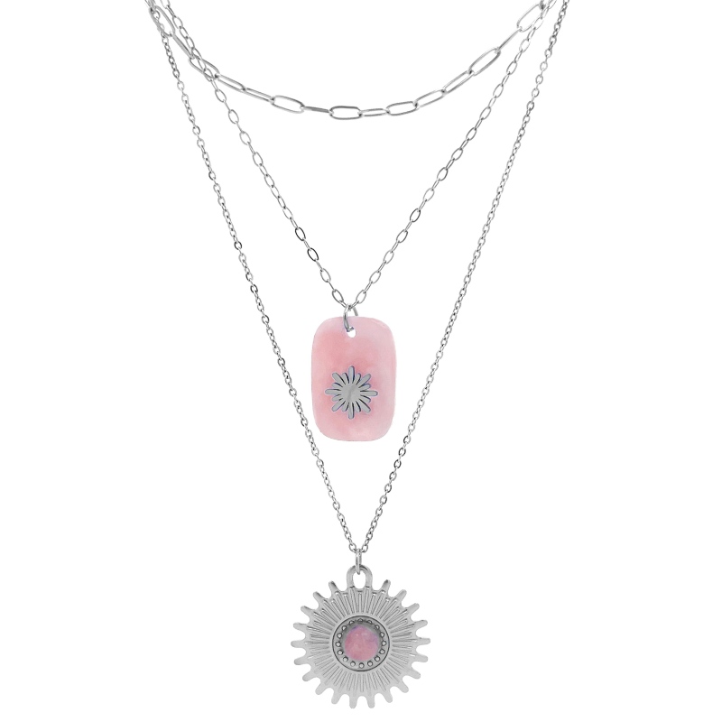 COLLANA A TRE FILI CON PIETRE - FB191219192G88