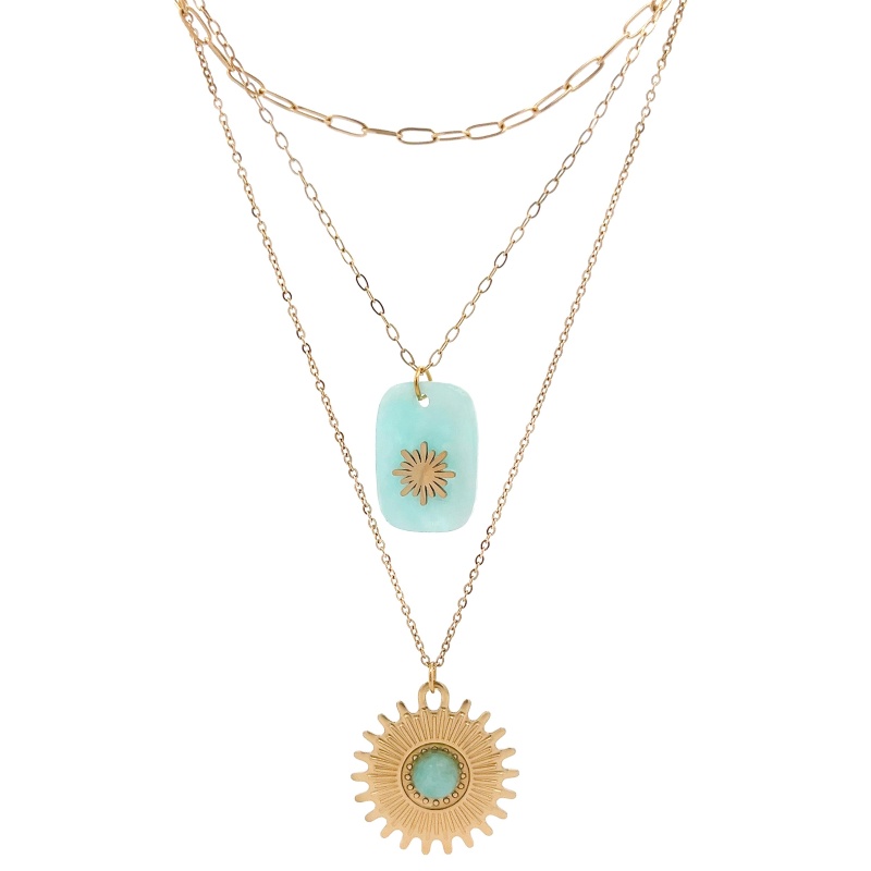 COLLANA A TRE FILI CON PIETRE - FB191219192G88