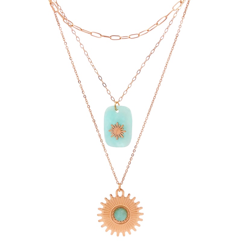 COLLANA A TRE FILI CON PIETRE - FB191219192G88
