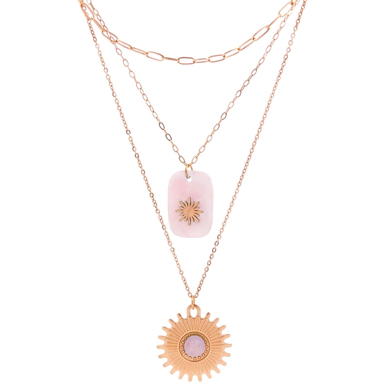COLLANA A TRE FILI CON PIETRE - FB191219192G88