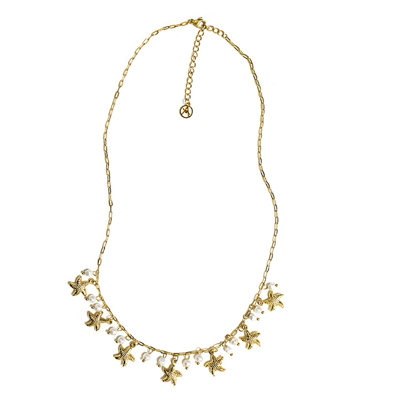 COLLANA CON CHARMS A STELLA MARINA E PERLE - FFJ251136C597
