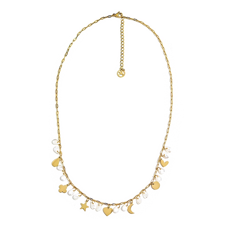 COLLANA CHARMS MULTISIMBOLO CON PERLINE A GOCCIA - FFJ251136C603