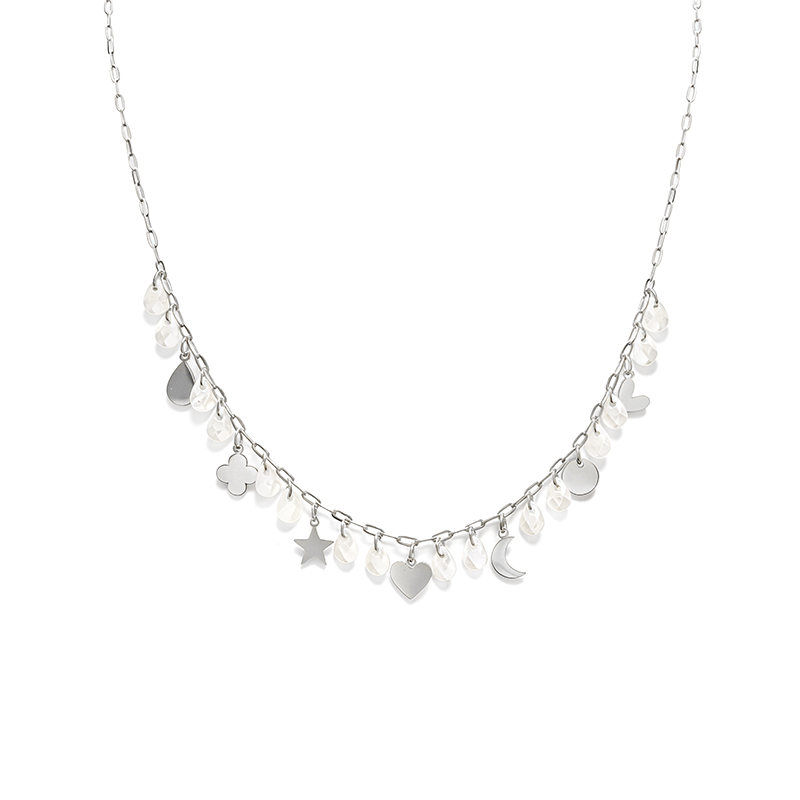 COLLANA CHARMS MULTISIMBOLO CON PERLINE A GOCCIA - FFJ251136C603