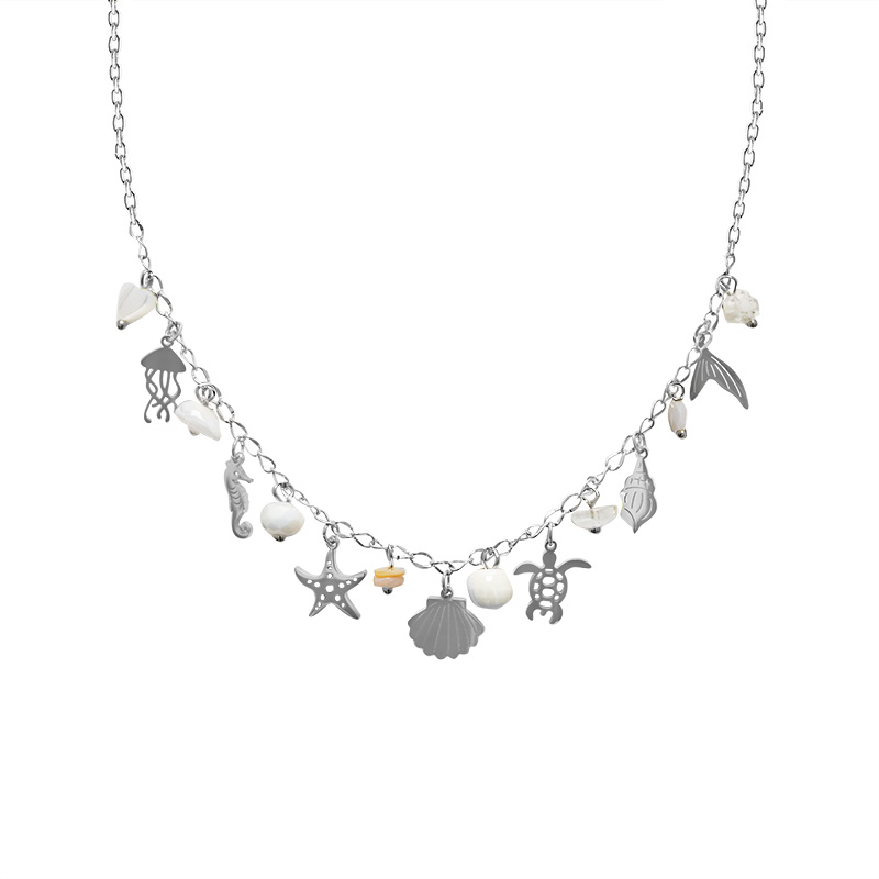 COLLANA A CATENA CON CHARMS MARINI E PERLINE COLORATE - FFJ25116C613