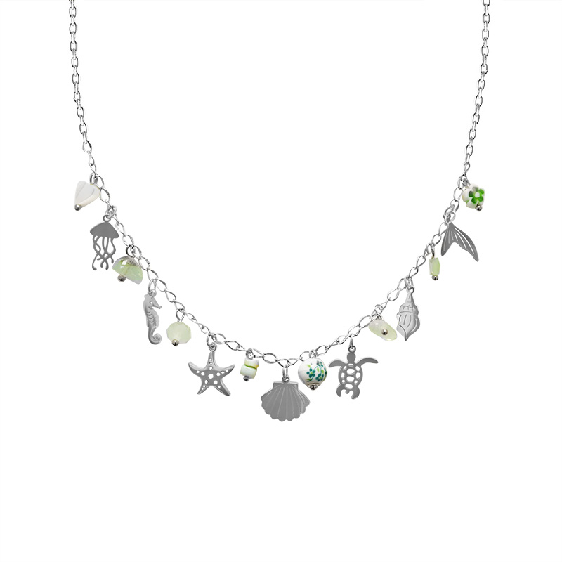 COLLANA A CATENA CON CHARMS MARINI E PERLINE COLORATE - FFJ25116C613