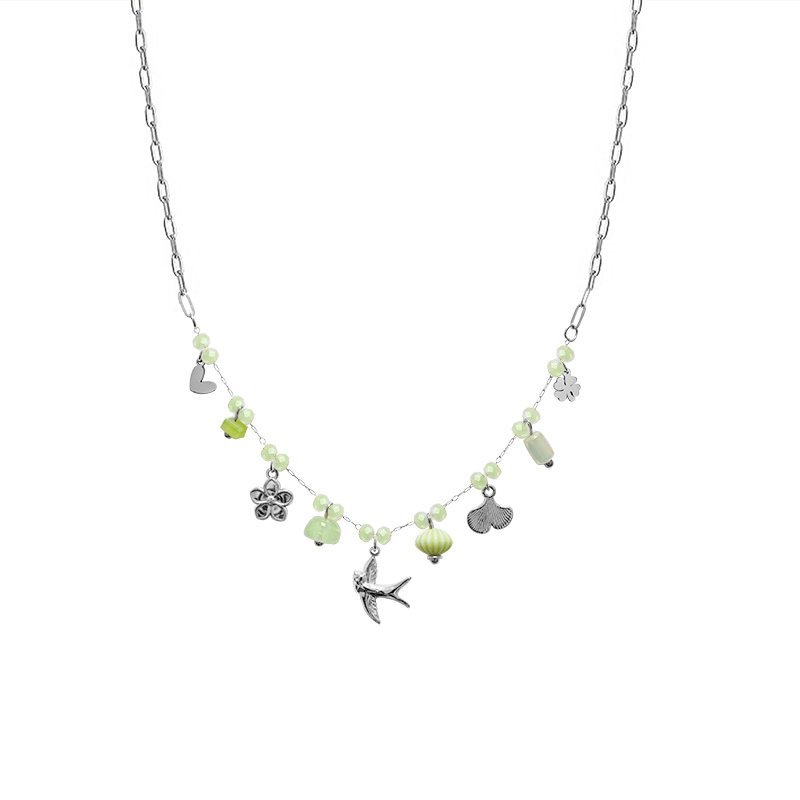 COLLANA A CATENA CON PERLINE COLORATE E CHARMS NATURALI - FFJ25124C611