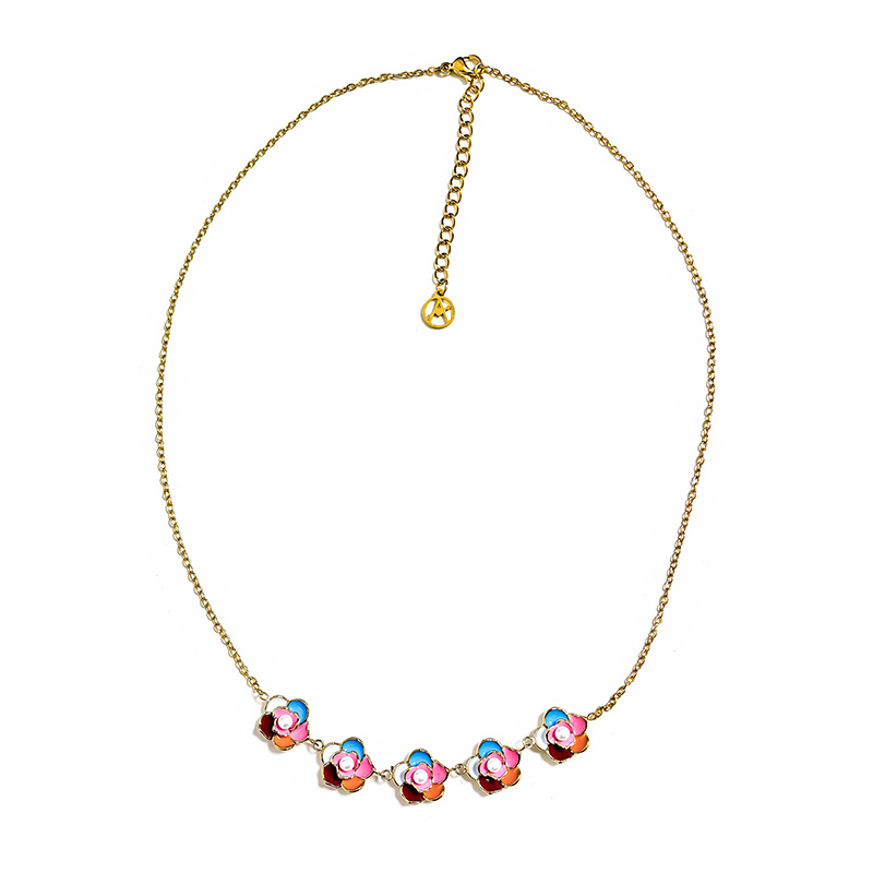 COLLANA CON CINQUE FIORI SMALTATI - FFJ251344C626