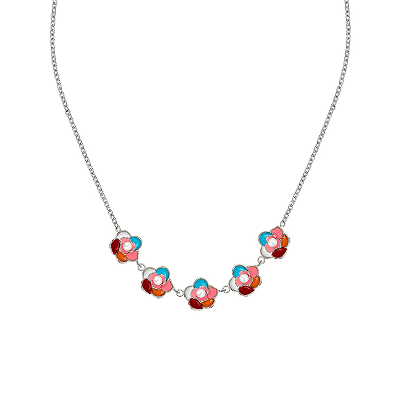 COLLANA CON CINQUE FIORI SMALTATI - FFJ251344C626