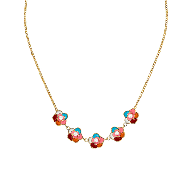 COLLANA CON CINQUE FIORI SMALTATI - FFJ251344C626