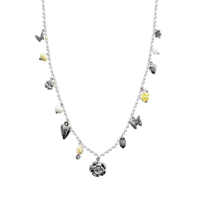 COLLANA LUNGA DI PERLINE COLORATE E CHARMS NATURALI - FFJ25148C617