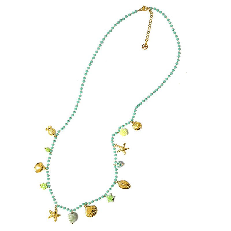 COLLANA LUNGA DI PERLINE COLORATE E CHARMS MARINI - FFJ251504C619