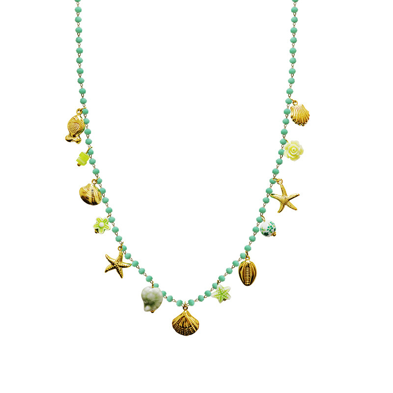 COLLANA LUNGA DI PERLINE COLORATE E CHARMS MARINI - FFJ251504C619