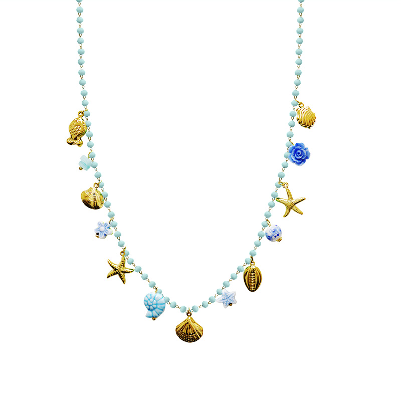 COLLANA LUNGA DI PERLINE COLORATE E CHARMS MARINI - FFJ251504C619