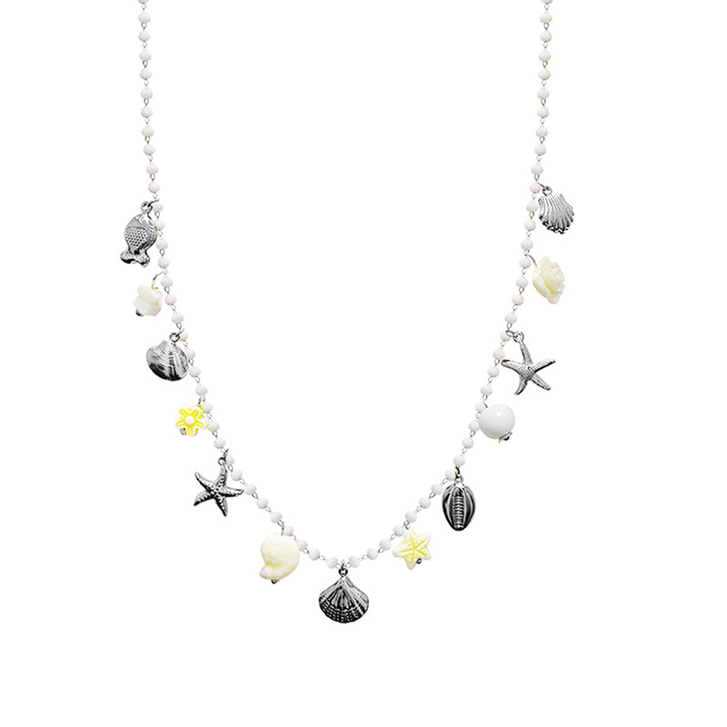 COLLANA LUNGA DI PERLINE COLORATE E CHARMS MARINI - FFJ251504C619