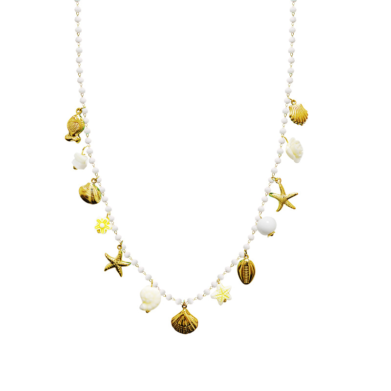 COLLANA LUNGA DI PERLINE COLORATE E CHARMS MARINI - FFJ251504C619