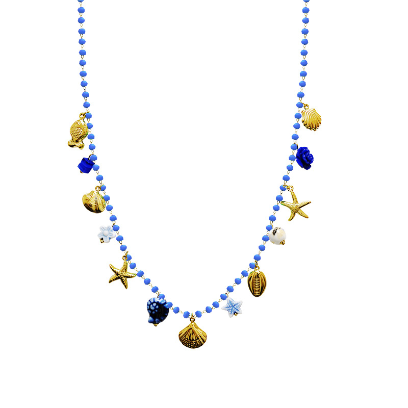 COLLANA LUNGA DI PERLINE COLORATE E CHARMS MARINI - FFJ251504C619