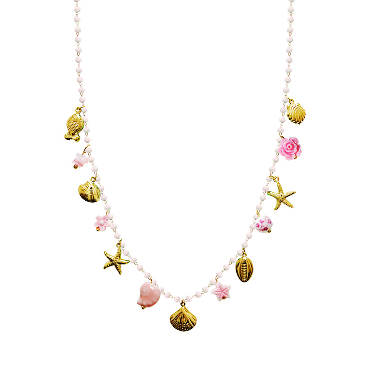 COLLANA LUNGA DI PERLINE COLORATE E CHARMS MARINI - FFJ251504C619