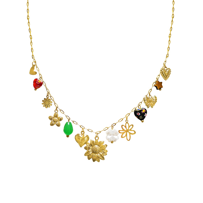 COLLANA A CATENA CON CHARMS FLOREALI - FFJ251512C601