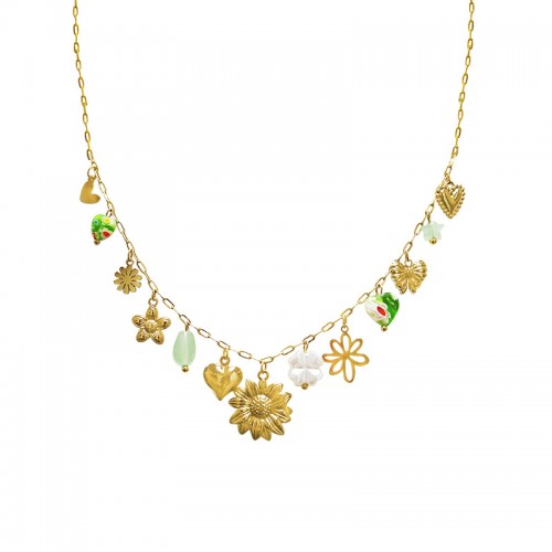 COLLANA A CATENA CON CHARMS FLOREALI - FFJ251512C601