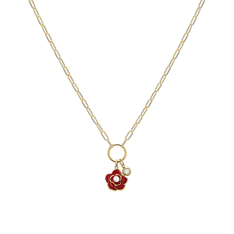 COLLANA CON PENDENTE A FIORE SMALTATO E PUNTO LUCE - FFJ2576C625