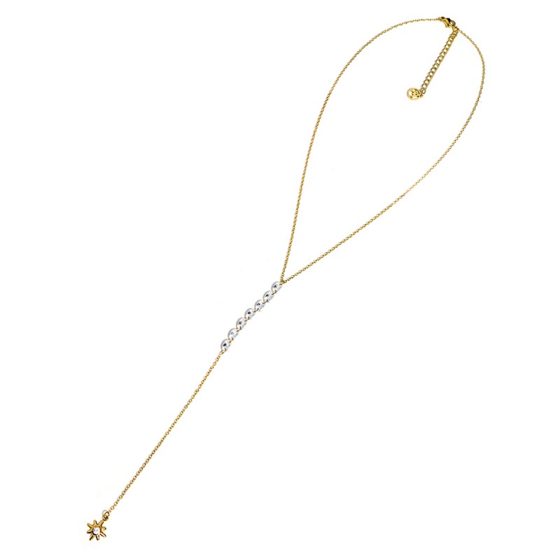 COLLANA LUNGA A Y CON ZIRCONI E CIONDOLO SOLE - FFJ2584C620