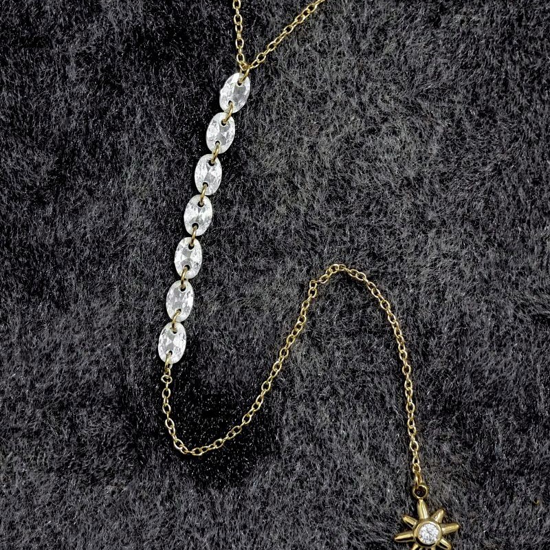 COLLANA LUNGA A Y CON ZIRCONI E CIONDOLO SOLE - FFJ2584C620