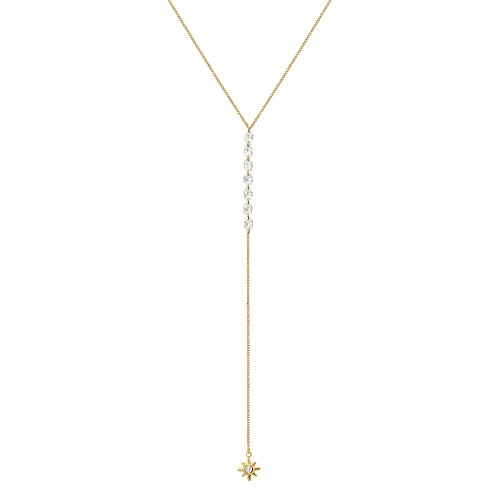 COLLANA LUNGA A Y CON ZIRCONI E CIONDOLO SOLE - FFJ2584C620