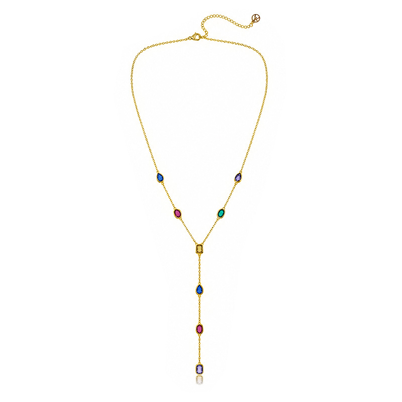 COLLANA A Y CON ZIRCONI MULTITAGLIO COLORATI - FFJ26100C841