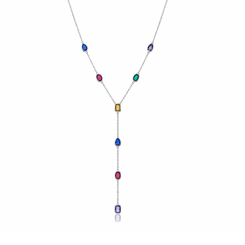 COLLANA A Y CON ZIRCONI MULTITAGLIO COLORATI - FFJ26100C841