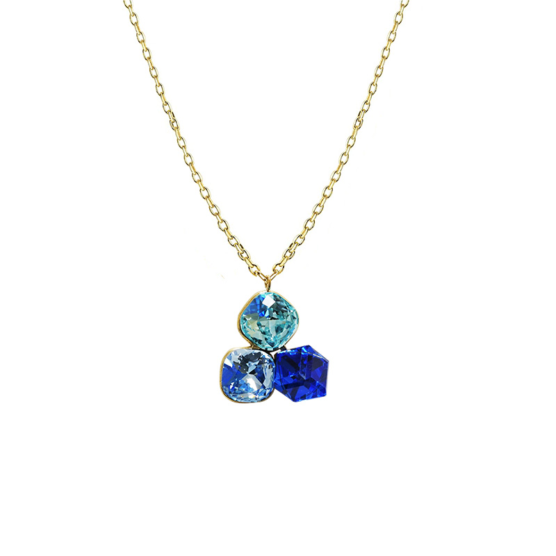 COLLANA CON CIONDOLO A TRE CRISTALLI GEOMETRICI COLORATI - FFJ2670C837