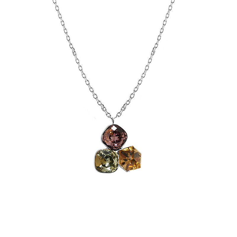 COLLANA CON CIONDOLO A TRE CRISTALLI GEOMETRICI COLORATI - FFJ2670C837