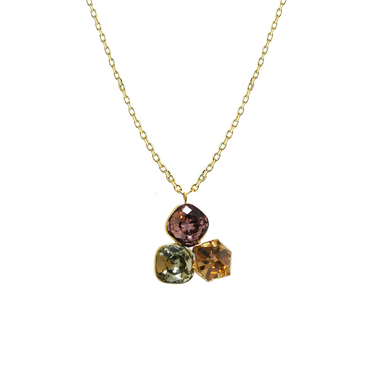 COLLANA CON CIONDOLO A TRE CRISTALLI GEOMETRICI COLORATI - FFJ2670C837