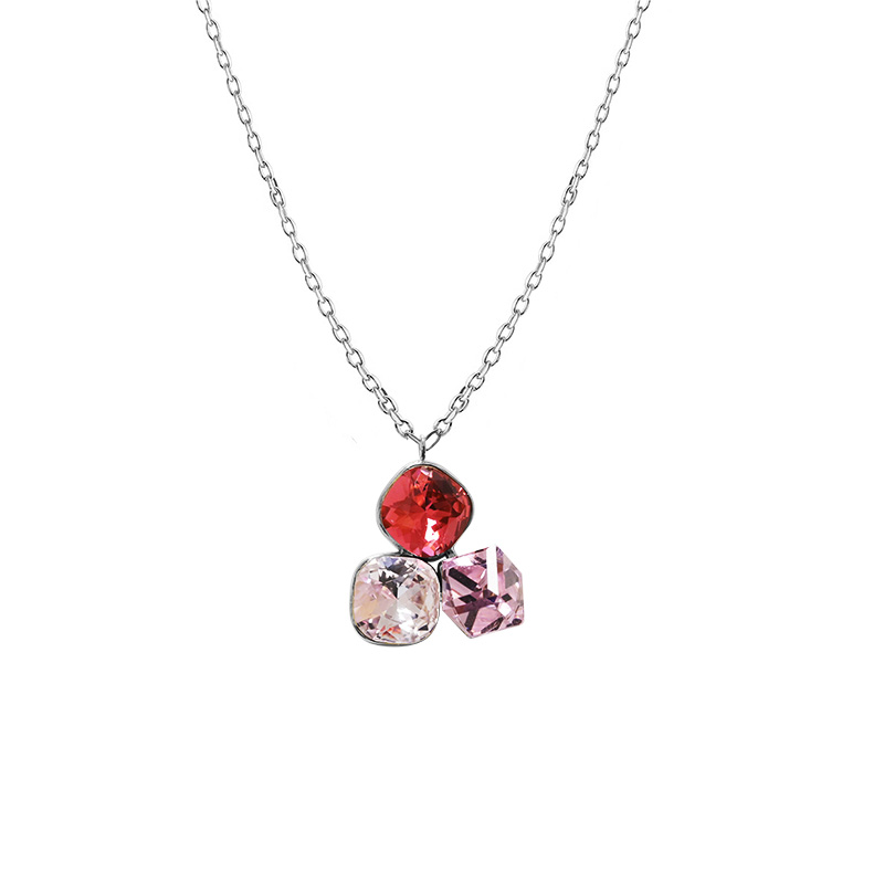 COLLANA CON CIONDOLO A TRE CRISTALLI GEOMETRICI COLORATI - FFJ2670C837