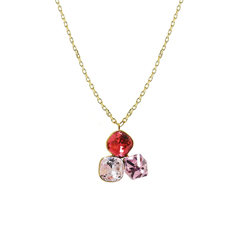 COLLANA CON CIONDOLO A TRE CRISTALLI GEOMETRICI COLORATI - FFJ2670C837