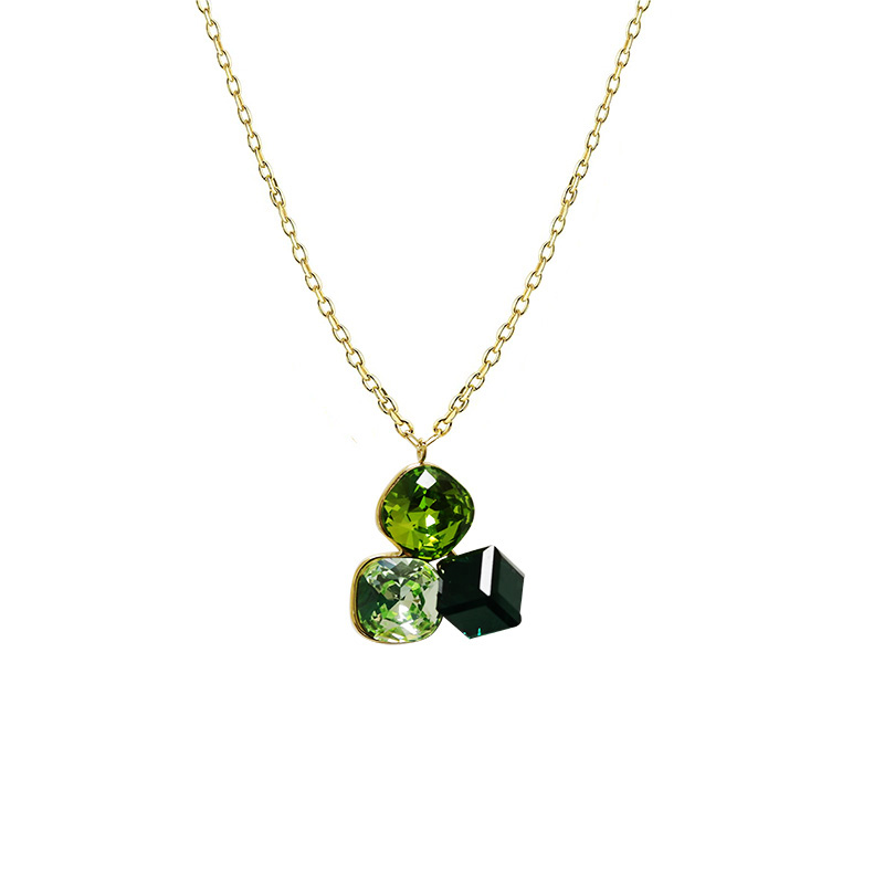 COLLANA CON CIONDOLO A TRE CRISTALLI GEOMETRICI COLORATI - FFJ2670C837