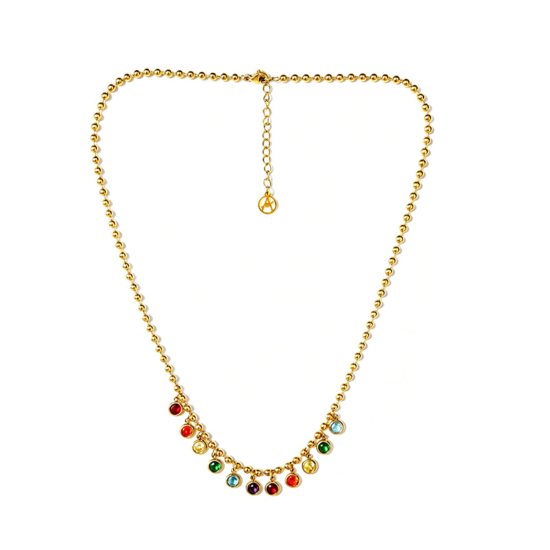 COLLANA CATENA A SFERE CON CHARM PUNTI LUCE - FFJ2694C839