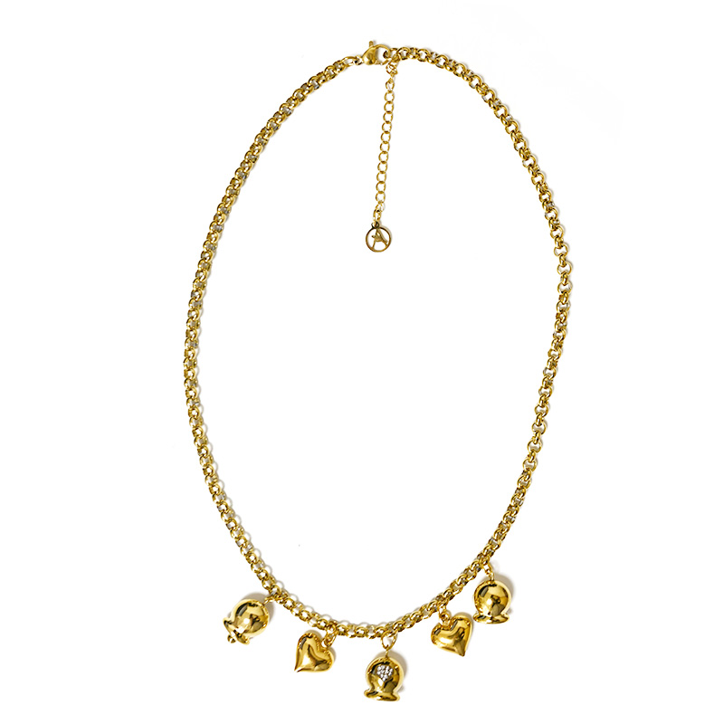COLLANA A CATENA CON CHARMS CAMPANELLO E CUORE - FJ24100B732 COLLANA A CATENA CON CHARMS CAMPANELLO E CUORE - FJ24100B732