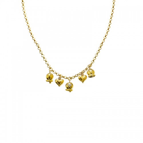 COLLANA A CATENA CON CHARMS CAMPANELLO E CUORE - FJ24100B732