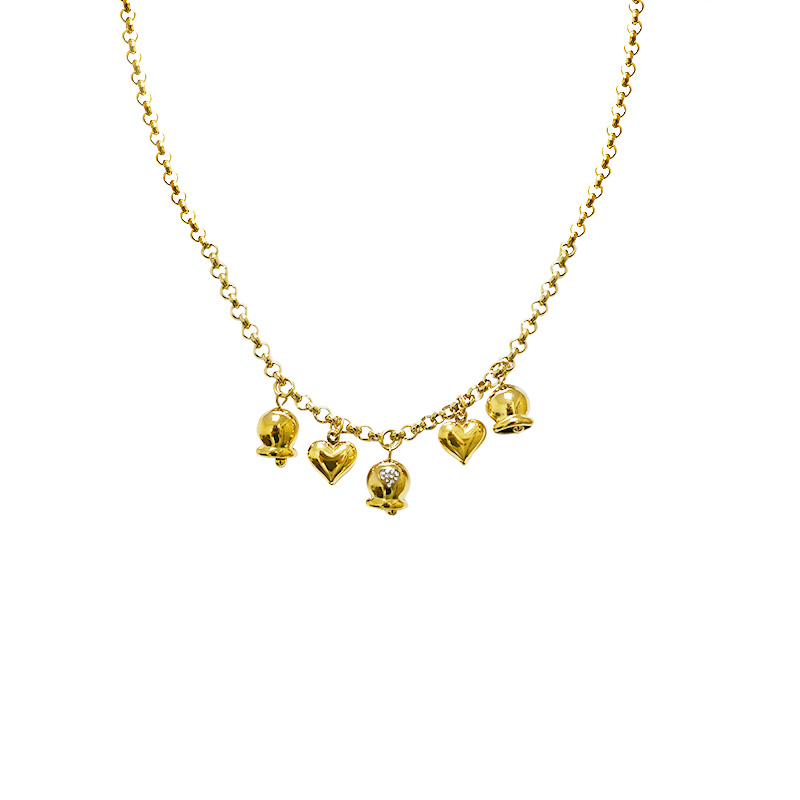 COLLANA A CATENA CON CHARMS CAMPANELLO E CUORE - FJ24100B732 COLLANA A CATENA CON CHARMS CAMPANELLO E CUORE - FJ24100B732