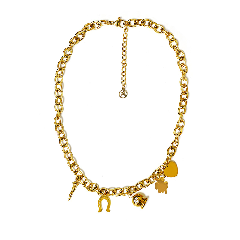 COLLANA A CATENA CON CHARMS PORTAFORTUNA - FJ24108B728 COLLANA A CATENA CON CHARMS PORTAFORTUNA - FJ24108B728