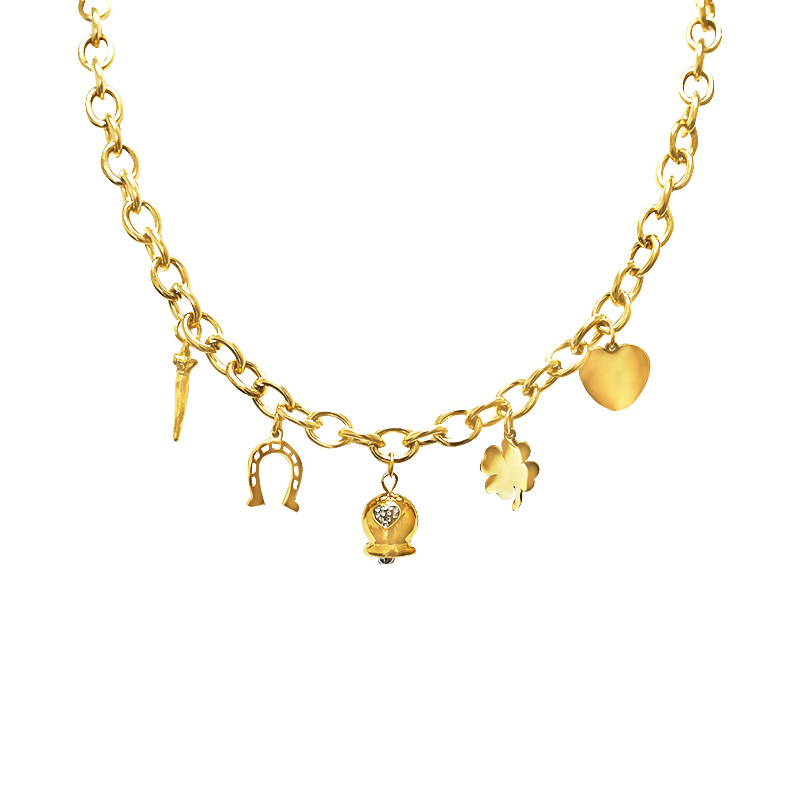 COLLANA A CATENA CON CHARMS PORTAFORTUNA - FJ24108B728 COLLANA A CATENA CON CHARMS PORTAFORTUNA - FJ24108B728