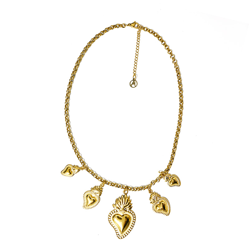 COLLANA A CATENA CON CHARMS CUORE SACRO - FJ24116B737 COLLANA A CATENA CON CHARMS CUORE SACRO - FJ24116B737