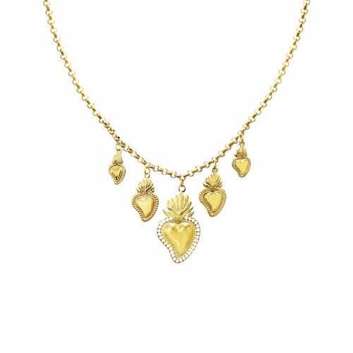 COLLANA A CATENA CON CHARMS CUORE SACRO - FJ24116B737