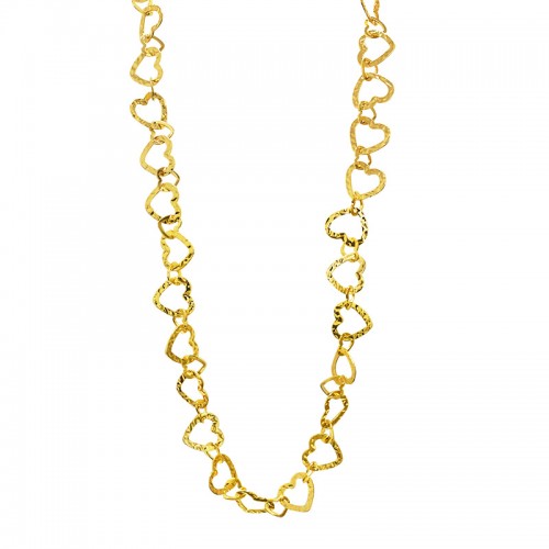 COLLANA LUNGA CATENA A CUORI MARTELLATI - FJ24196B553