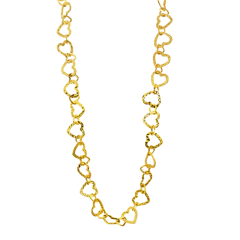 COLLANA LUNGA CATENA A CUORI MARTELLATI - FJ24196B553 COLLANA LUNGA CATENA A CUORI MARTELLATI - FJ24196B553