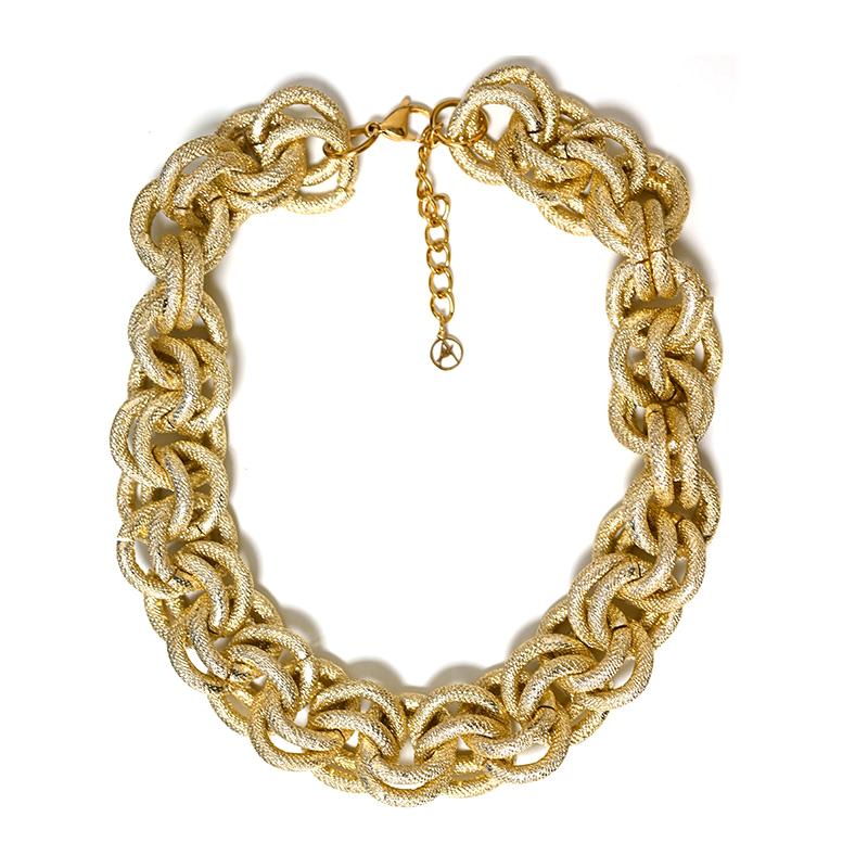 COLLANA GIROCOLLO CATENA GROSSA A MAGLIA DOPPIO CERCHIO - FJ24712B511