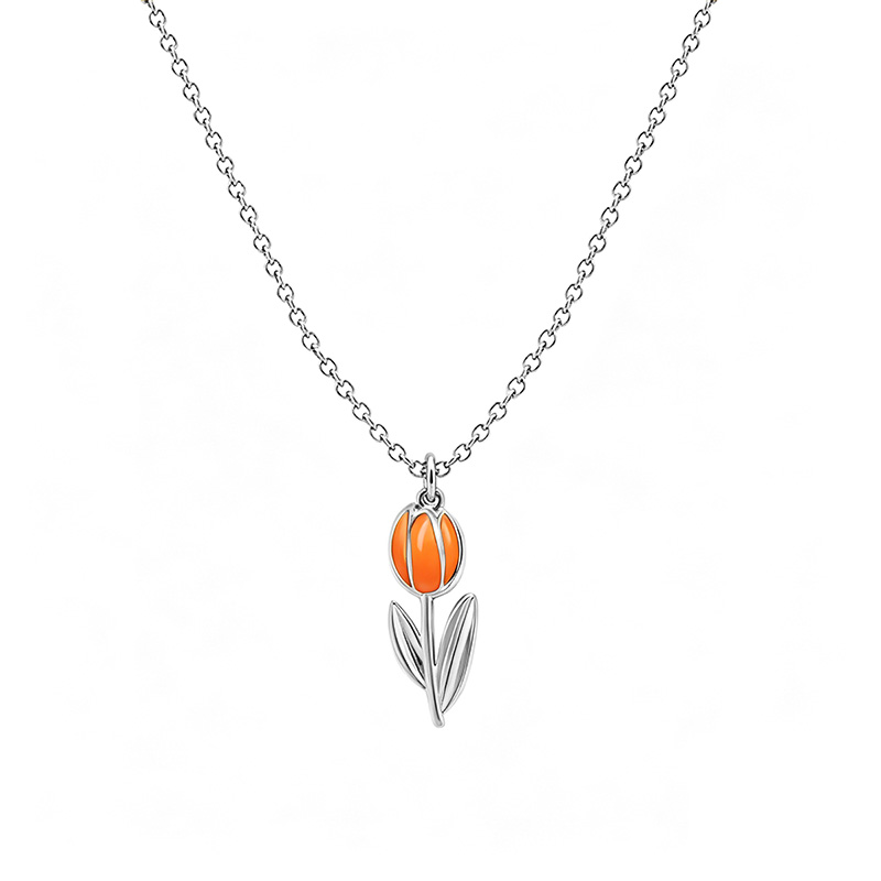 COLLANA CON PENDENTE TULIPANO IN SMALTO COLORATO - FJ2642D044