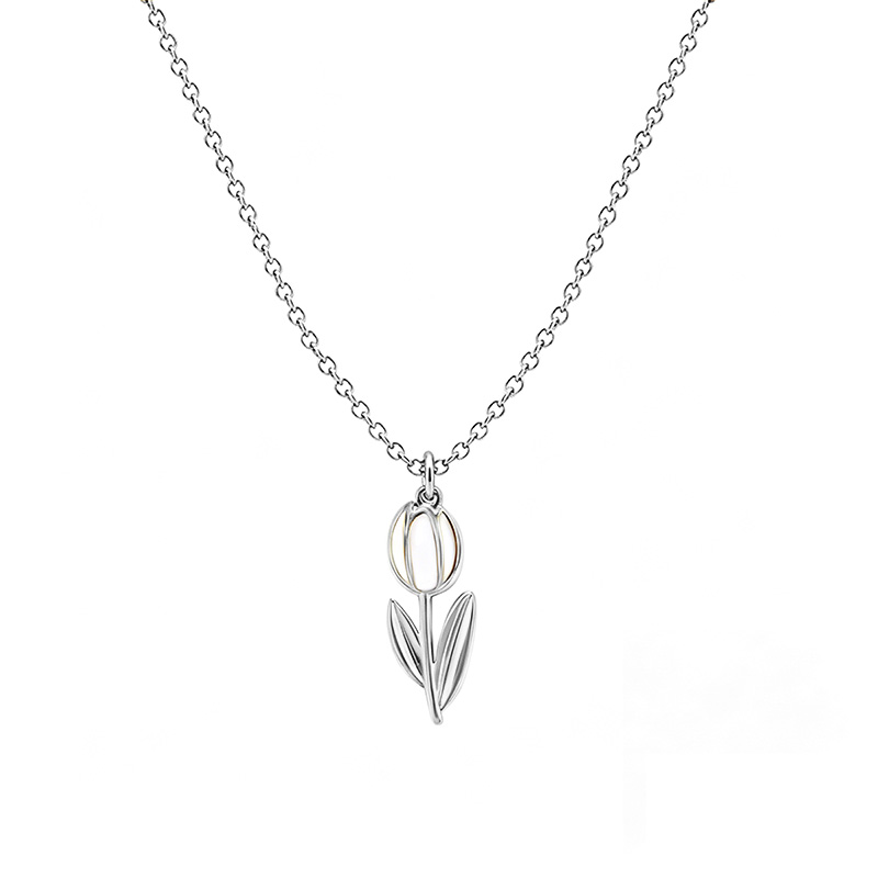 COLLANA CON PENDENTE TULIPANO IN SMALTO COLORATO - FJ2642D044